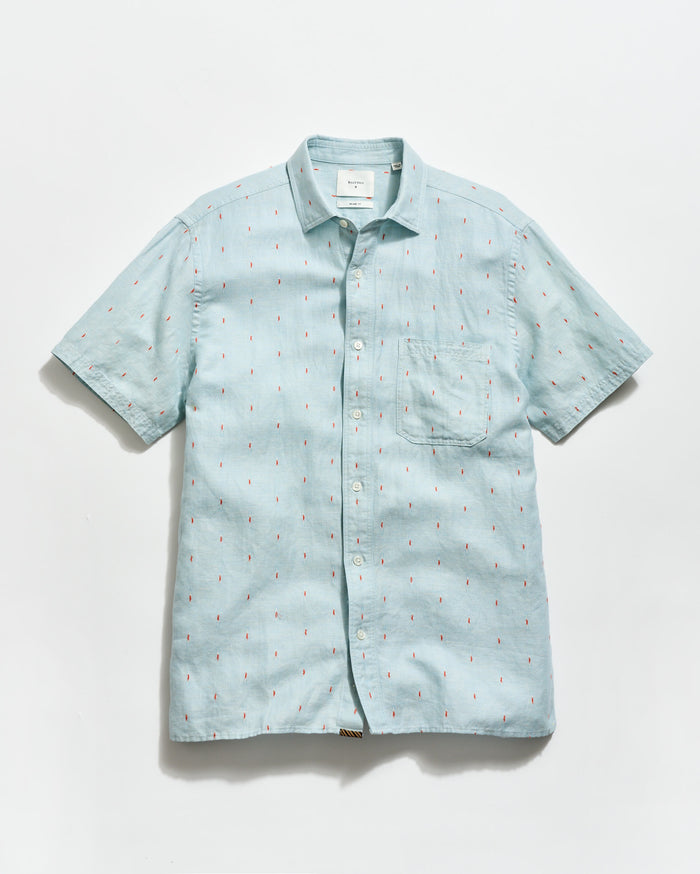 herringbone dress shirt Billy Reid Short Sleeve Herringbone Treme Shirt, Blue