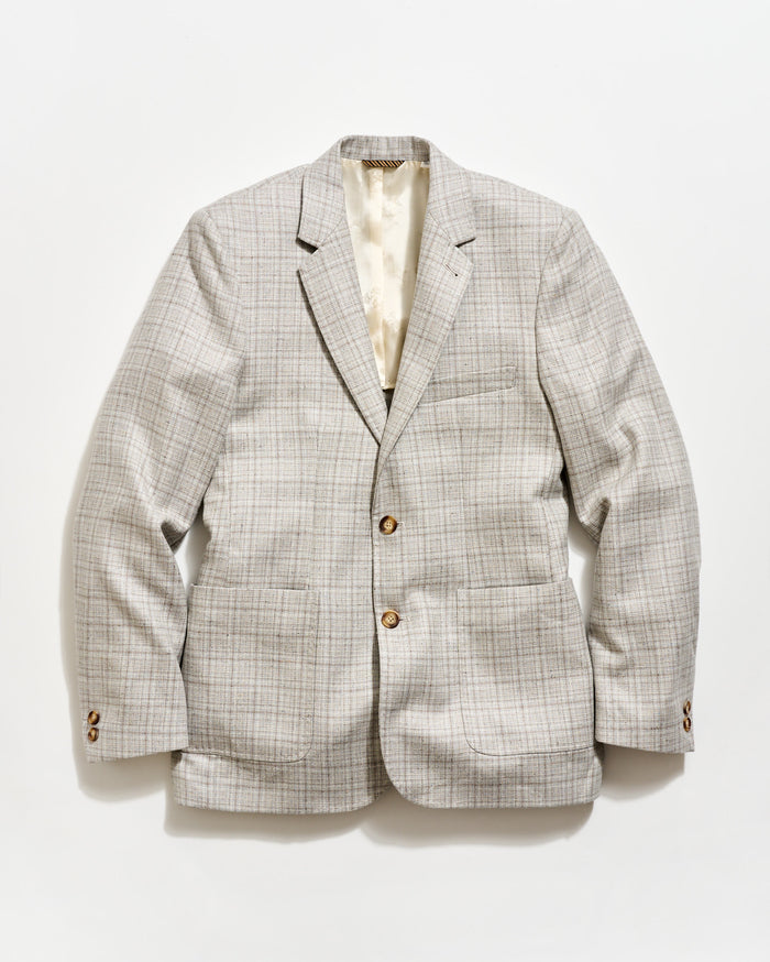 Textured Plaid Silk Wool Walton Jacket
