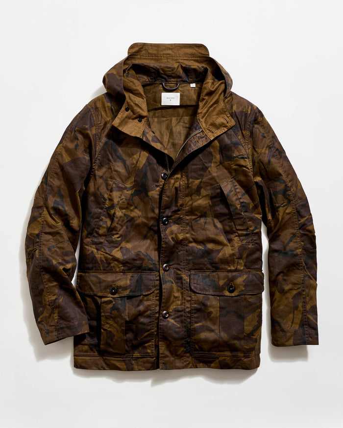 Brown camouflage jacket on a white background