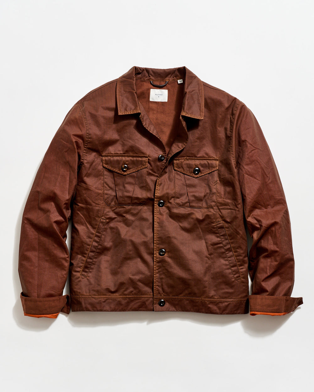 Brown jacket with black buttons on a white background