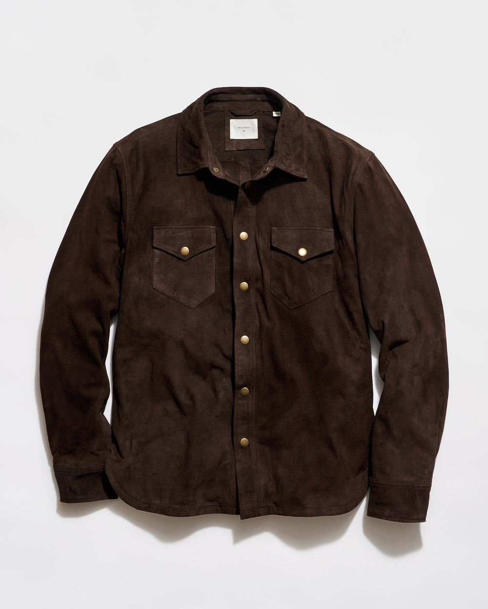 Brown jacket with button details on a white background