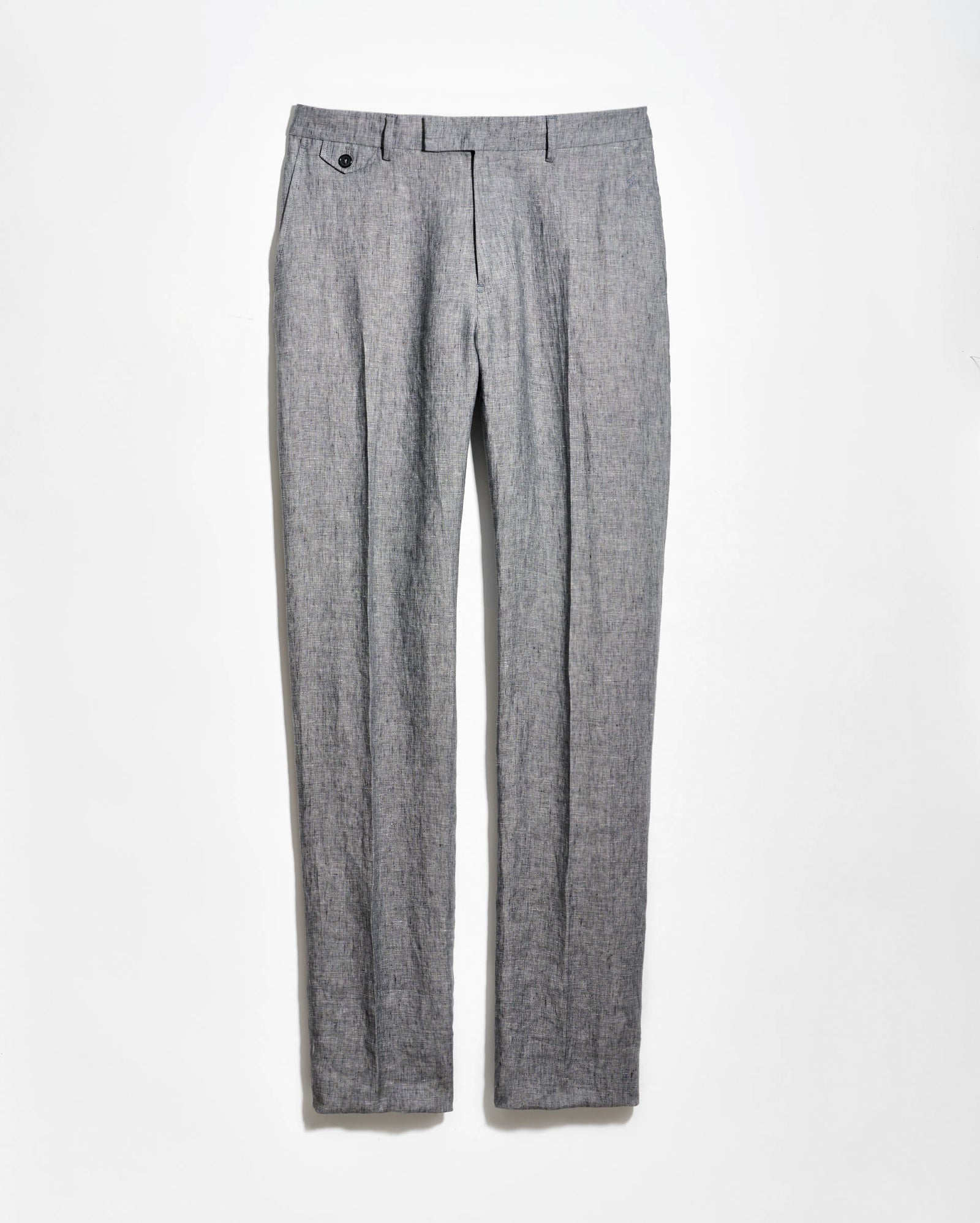 Gray pleated pants on a white background