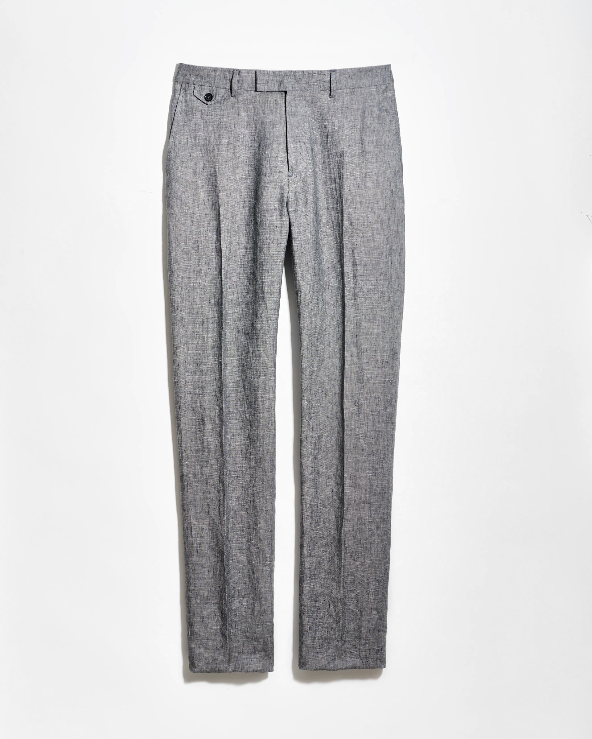Gray pleated pants on a white background