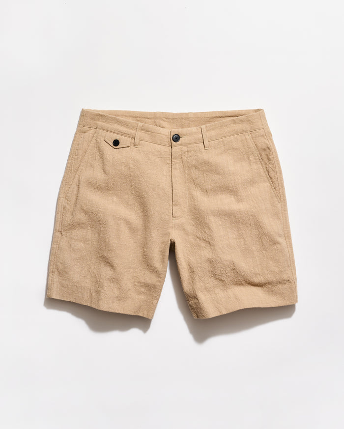 Beige shorts on a white background