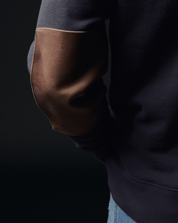 Dover Sweatshirt with Leather Elbow Patches | Billy Reid Dover Sweatshirt with Leather Elbow Patches | Billy Reid