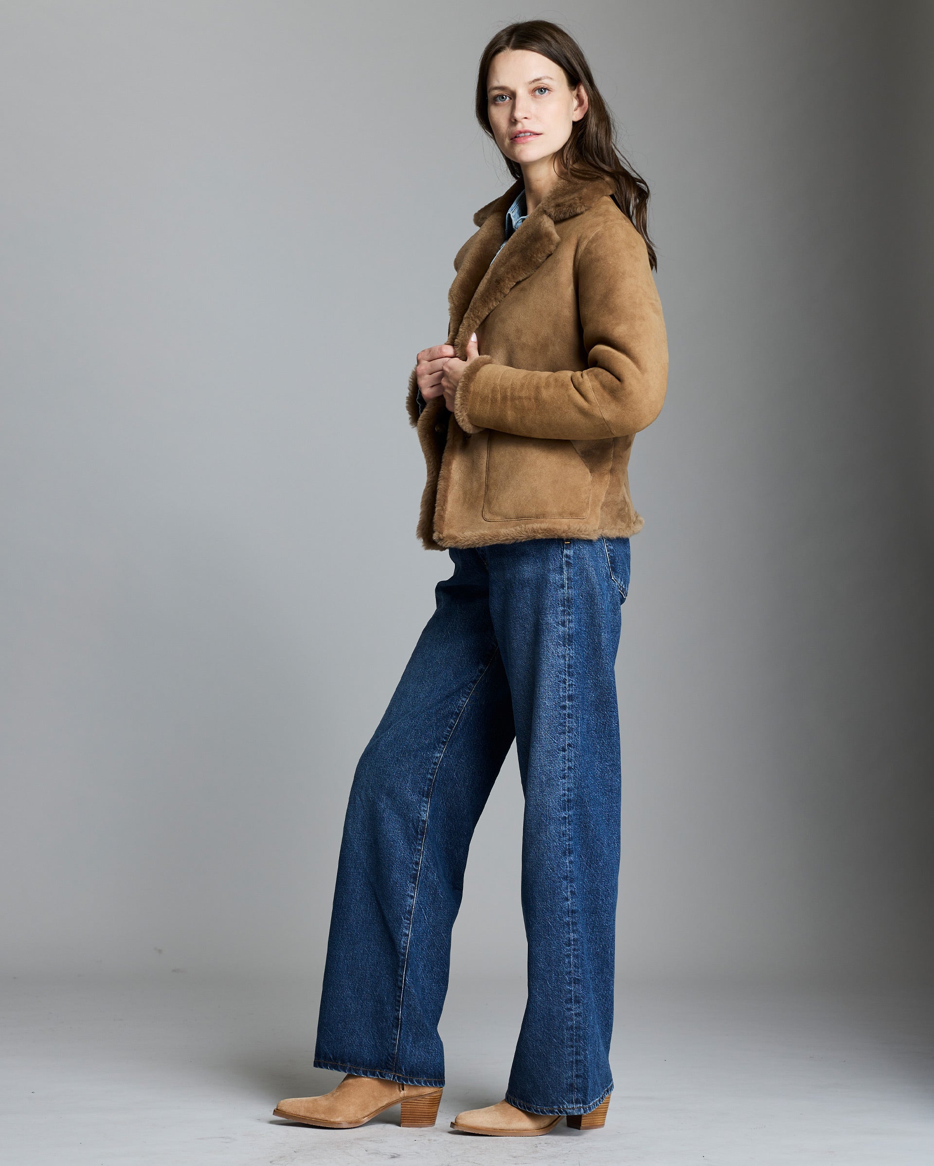 Shearling Jacket with Dark Horn Buttons | Billy Reid