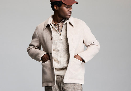 model wears Billy Reid clothing