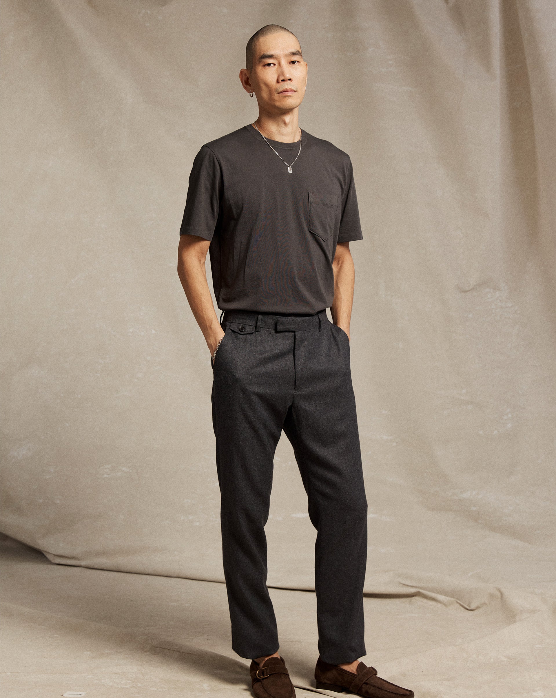 Billy Reid Flat Front Trouser, Grey Billy Reid Flat Front Trouser, Grey