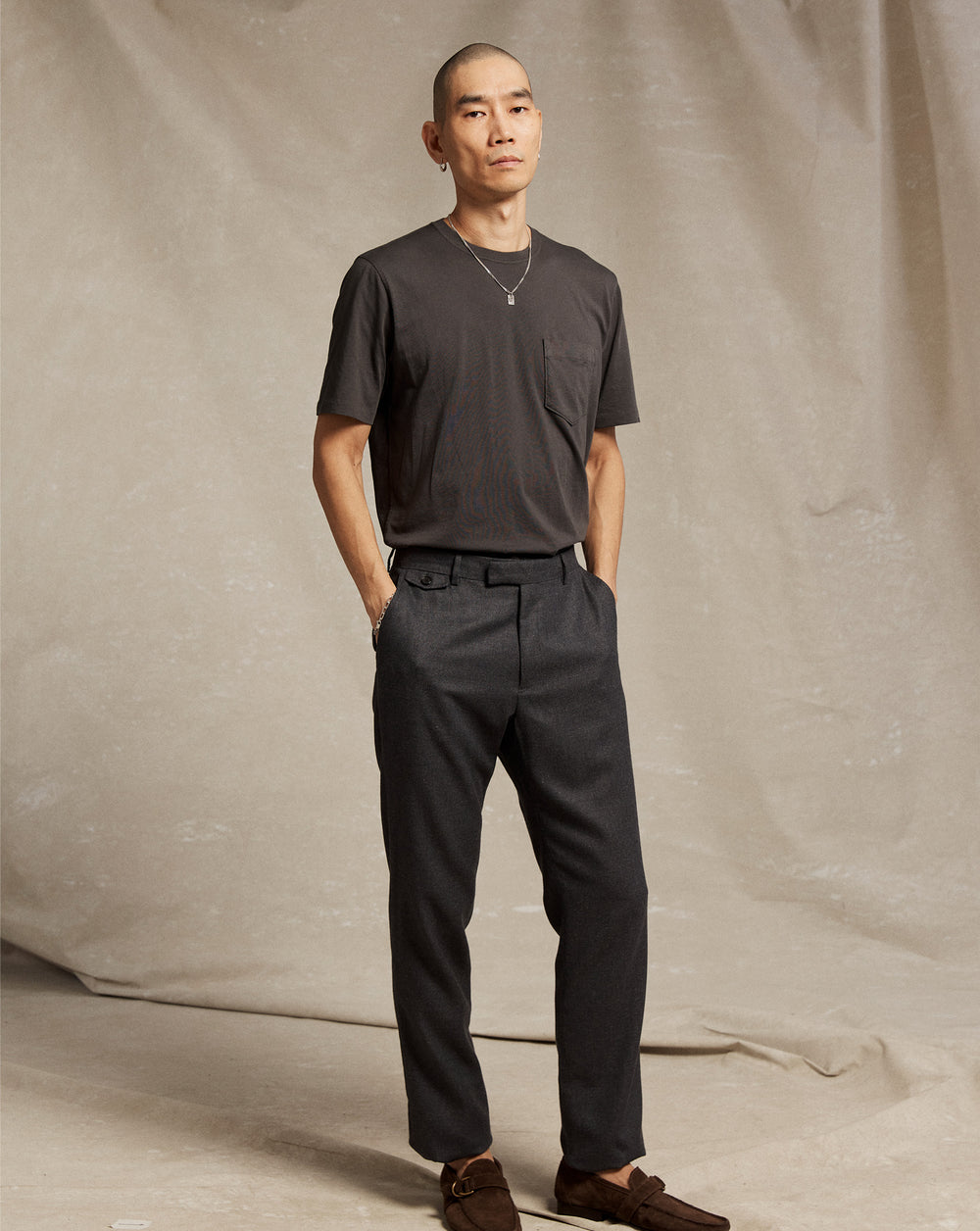 Billy Reid Flat Front Trouser, Grey Billy Reid Flat Front Trouser, Grey