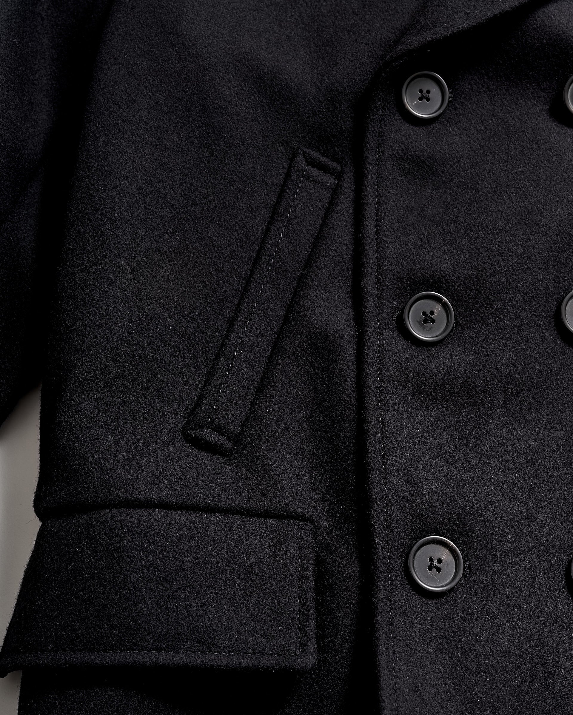 Mens wool pea coat black sale