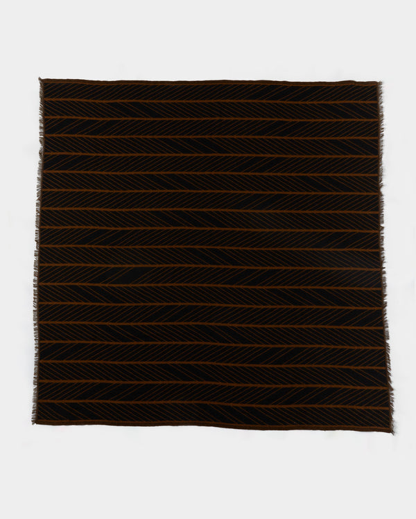 Herringbone Ribbon Blanket in Black and Gold - front