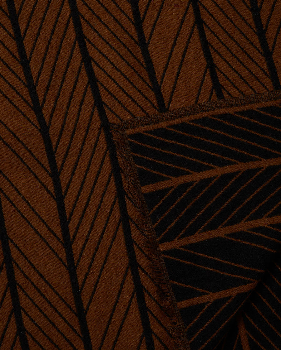 Herringbone Ribbon Blanket in Black and Gold - detail of pattern