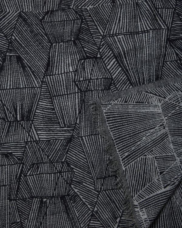 Totem Blanket in Black and Grey - detail of pattern