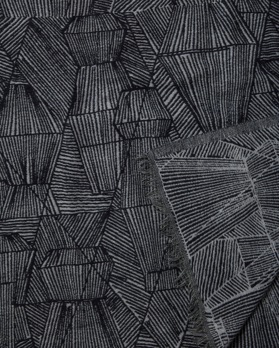 Totem Blanket in Black and Grey - detail of pattern