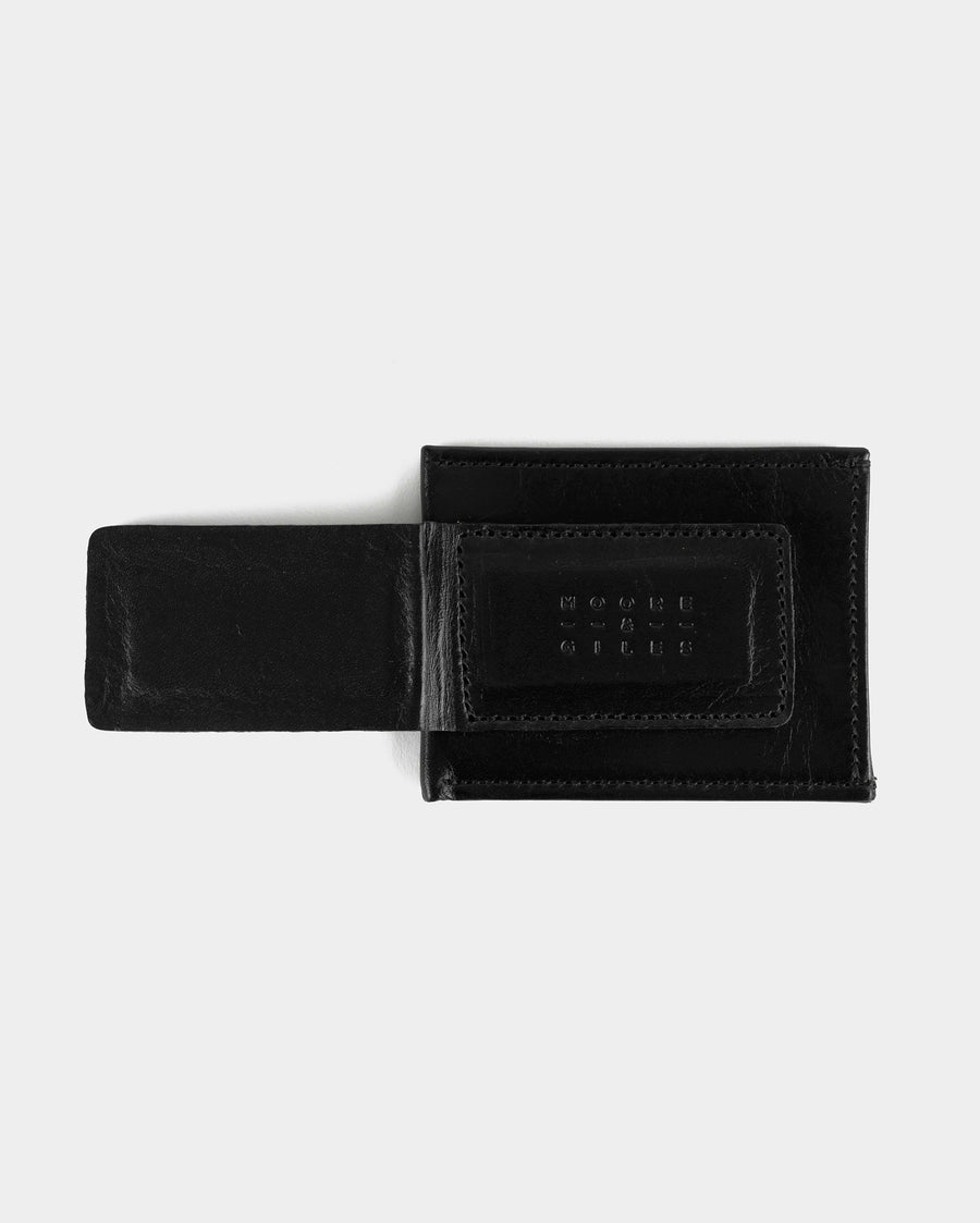 Money Clip Wallet in Brompton Black - opened