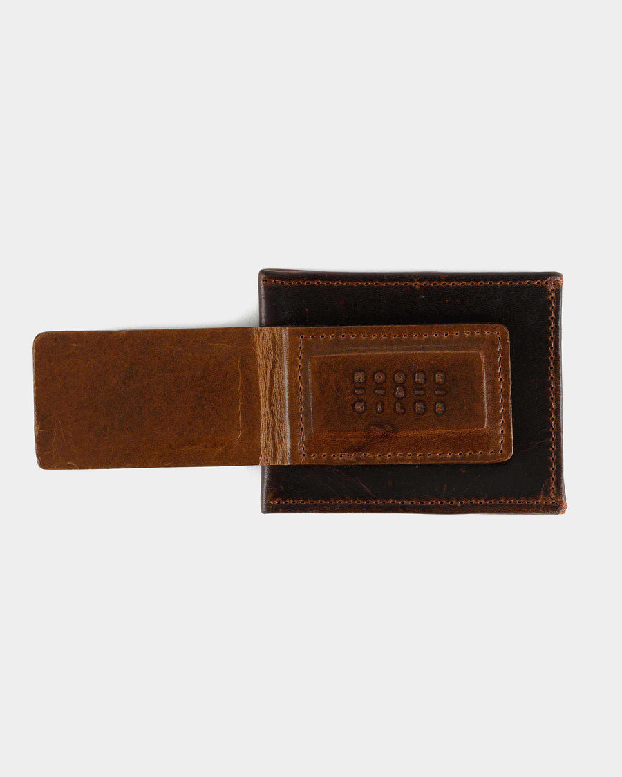 Money Clip Wallet in Brompton Brown - opened