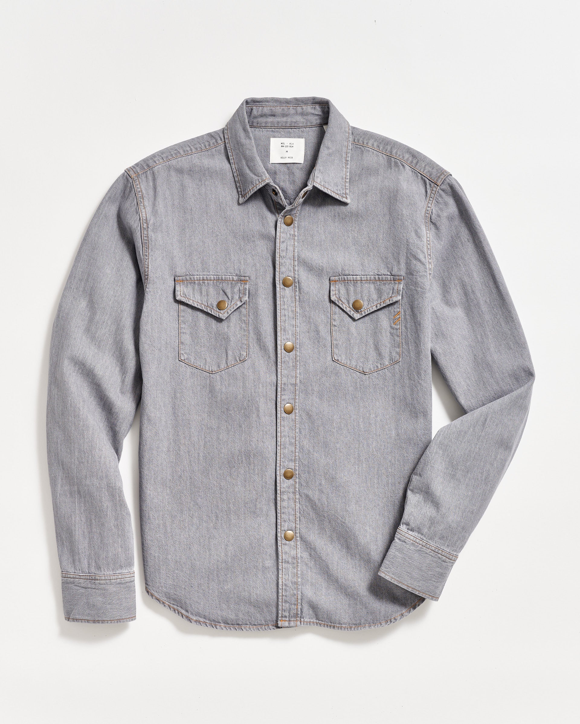 Grey denim button discount up