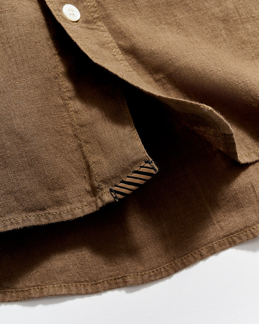 Short Sleeve Linen Tuscumbia Shirt Button Down in Military
