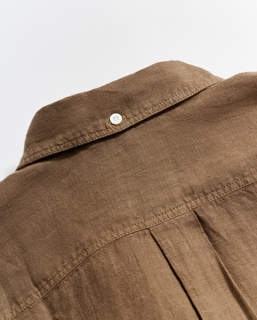 Short Sleeve Linen Tuscumbia Shirt Button Down in Military
