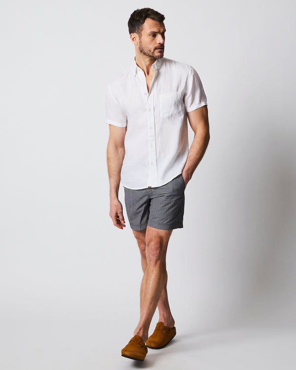 Short Sleeve Linen Tuscumbia Shirt Button Down in White