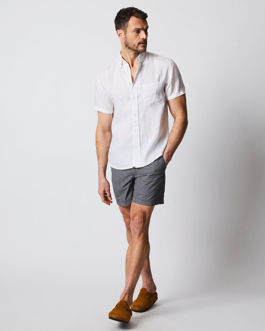 Short Sleeve Linen Tuscumbia Shirt Button Down in White