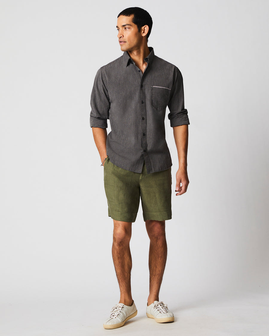 Male model wears the Twisted MSL 1 Pocket Shirt in Charcoal