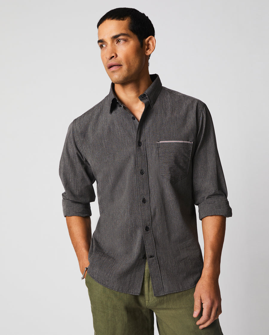 Male model wears the Twisted MSL 1 Pocket Shirt in Charcoal