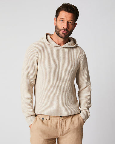 Fisherman Rib Hoodie in Oatmeal