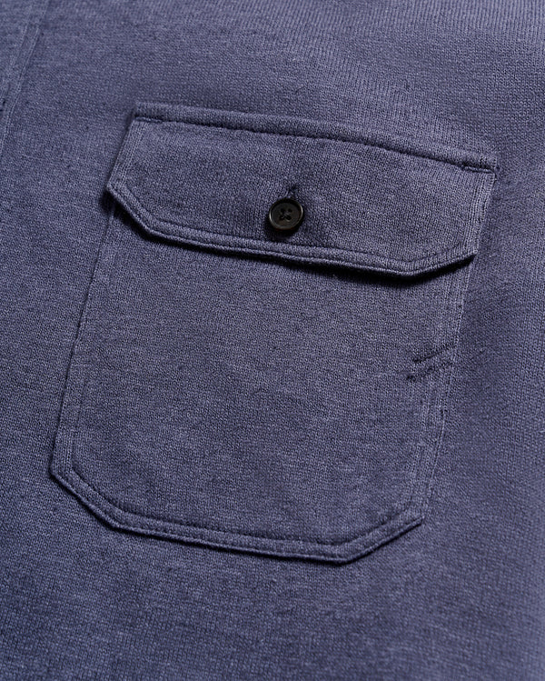 Short Sleeve Hemp Cotton Knit Shirt in Navy