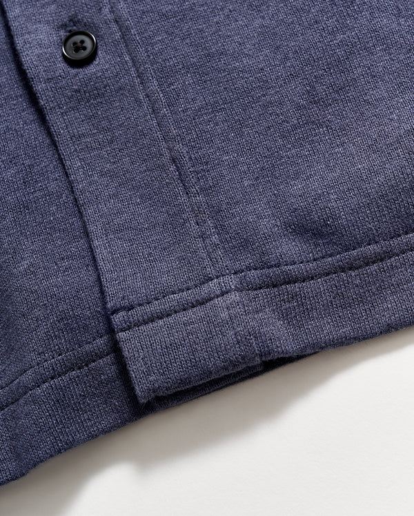 Short Sleeve Hemp Cotton Knit Shirt in Navy