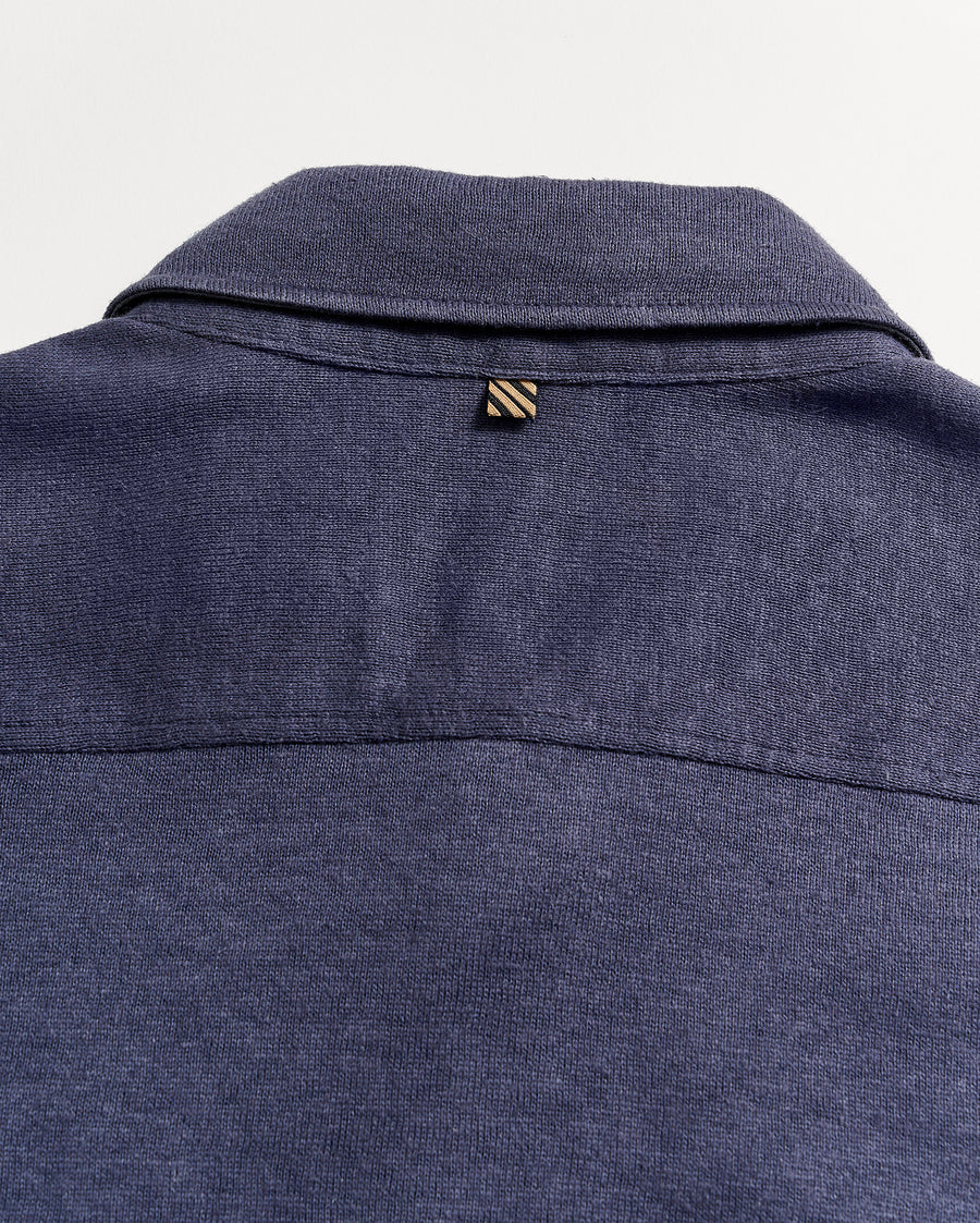 Short Sleeve Hemp Cotton Knit Shirt in Navy