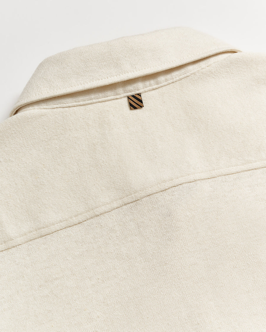 Short Sleeve Hemp Cotton Knit Shirt in Tinted White