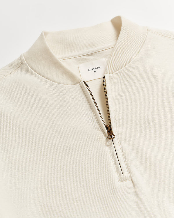 Pique Half Zip in Tinted White