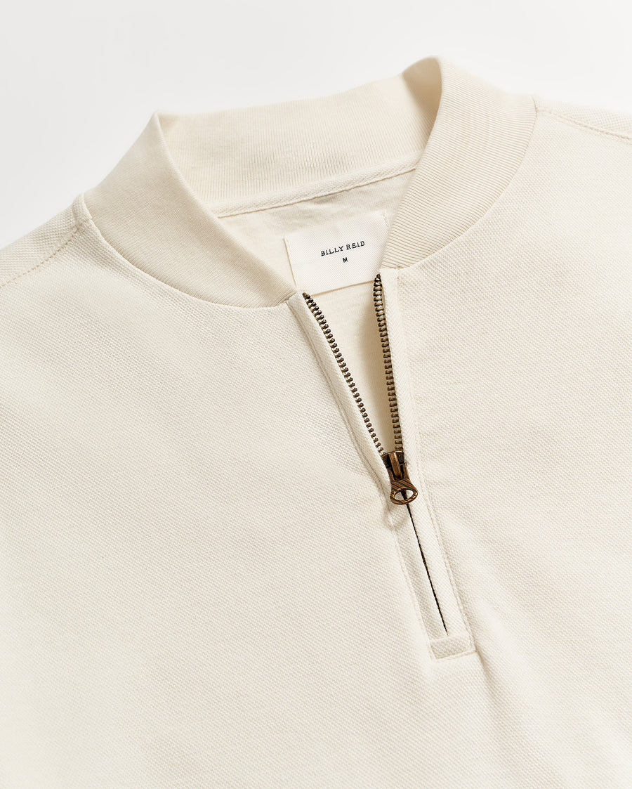 Pique Half Zip in Tinted White