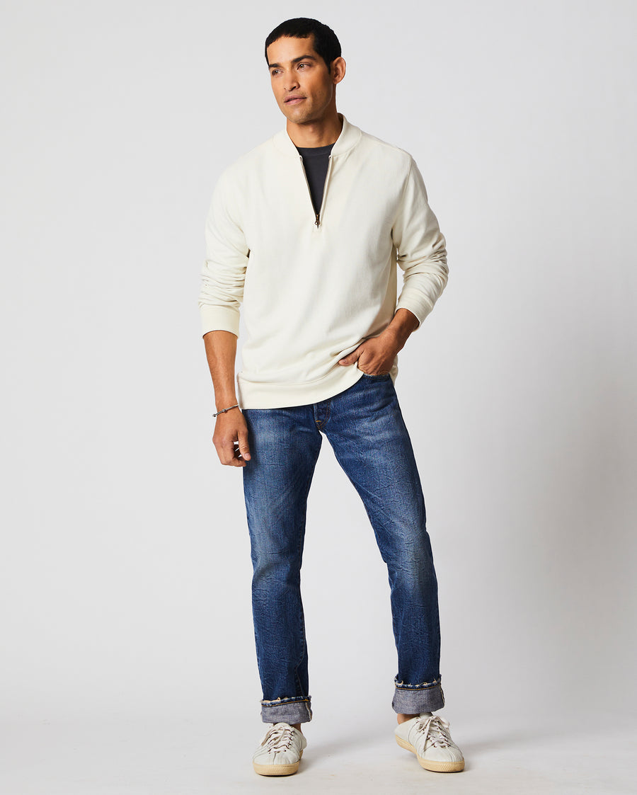 Pique Half Zip in Tinted White