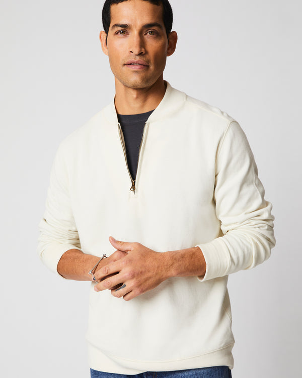 Pique Half Zip in Tinted White