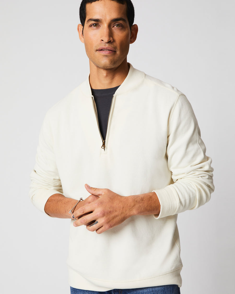 Pique Half Zip in Tinted White
