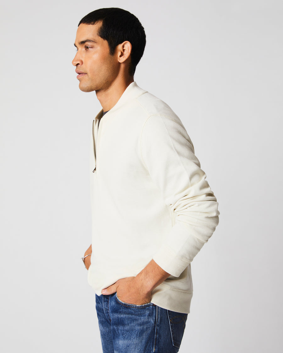 Pique Half Zip in Tinted White