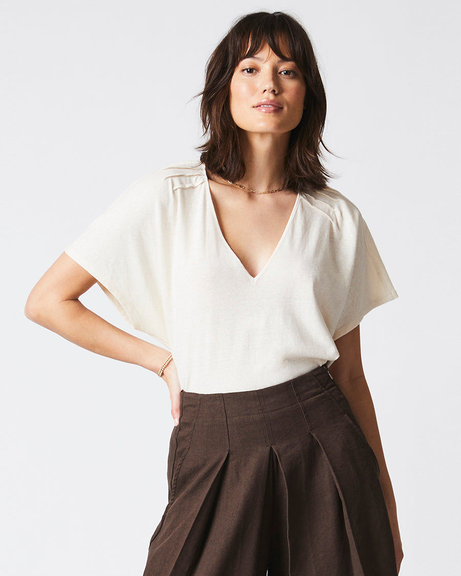 S/S PINTUCK KNIT TOP
