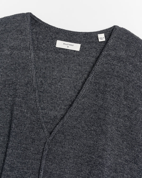 Short Sleeve Bound V Neck Sweater in Black