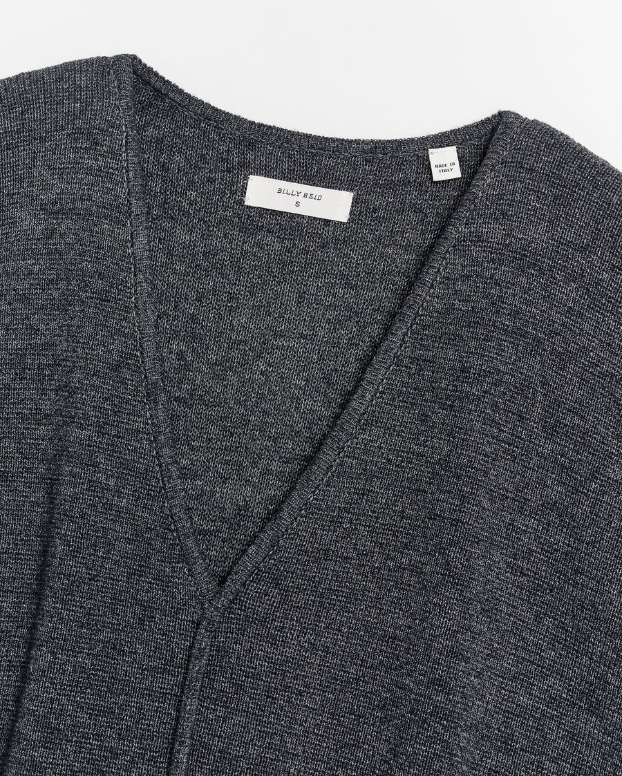 Short Sleeve Bound V Neck Sweater in Black