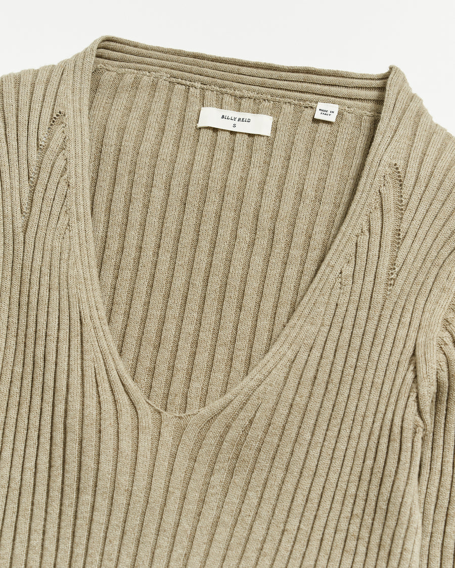 V Neck Tennis Sweater in Oyster
