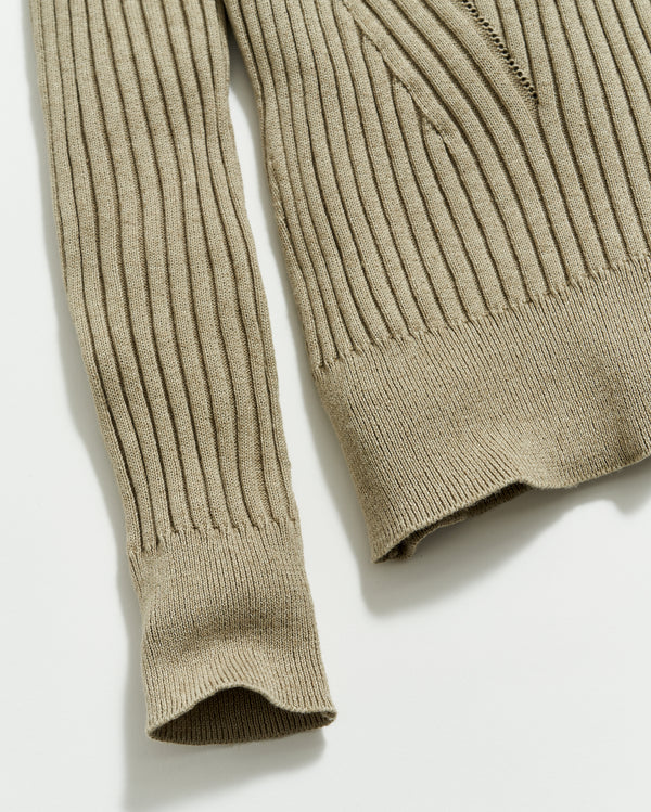 V Neck Tennis Sweater in Oyster