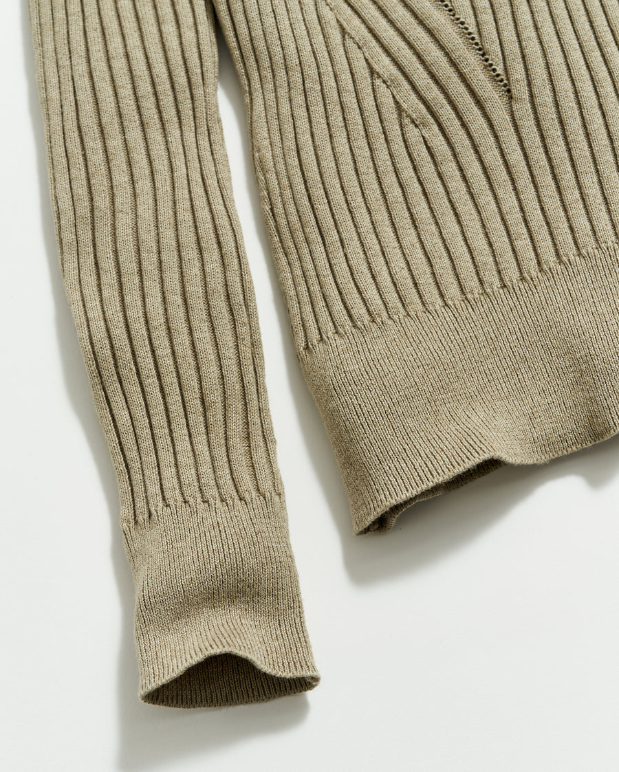 V Neck Tennis Sweater in Oyster