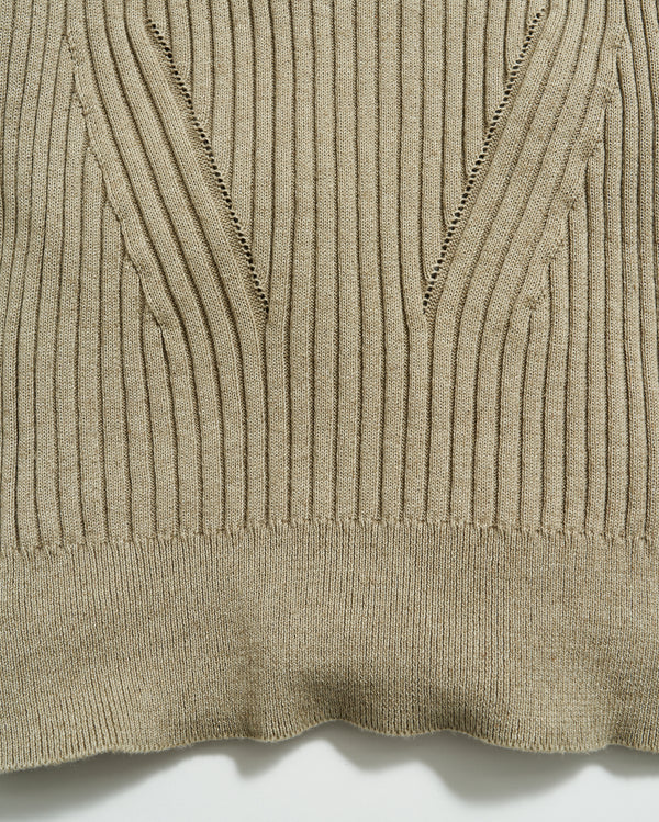 V Neck Tennis Sweater in Oyster