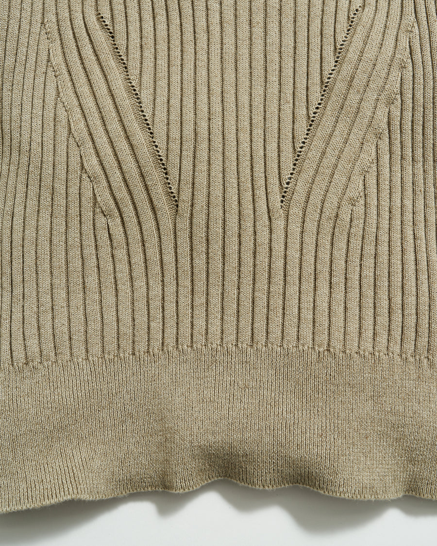 V Neck Tennis Sweater in Oyster
