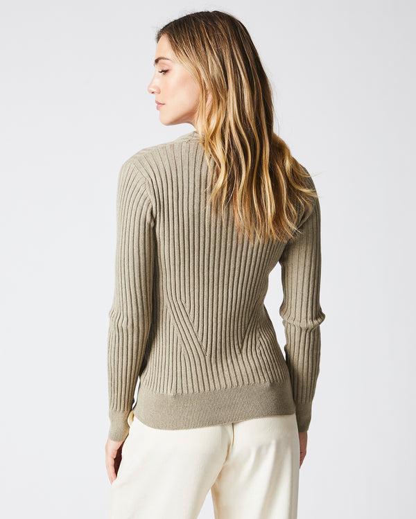 V Neck Tennis Sweater in Oyster