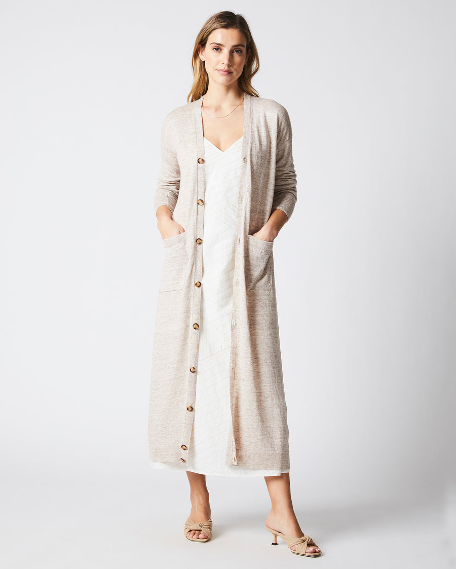 Fine Gauge Duster Cardigan in Oatmeal