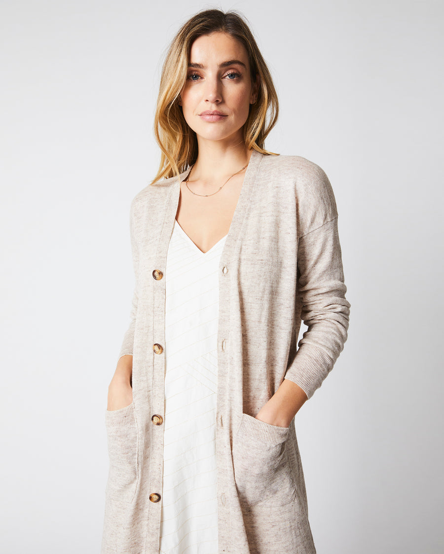 Fine Gauge Duster Cardigan in Oatmeal