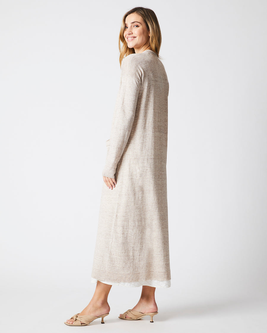 Fine Gauge Duster Cardigan in Oatmeal